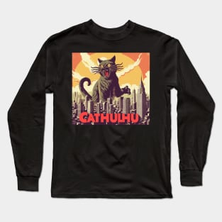 Retro Cathulhu in New York Long Sleeve T-Shirt